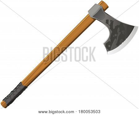 Medieval battle ax on a white background