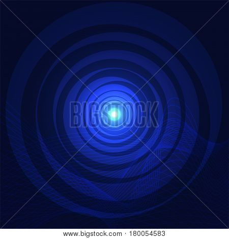 vector design of blue circle and mase line pattern background