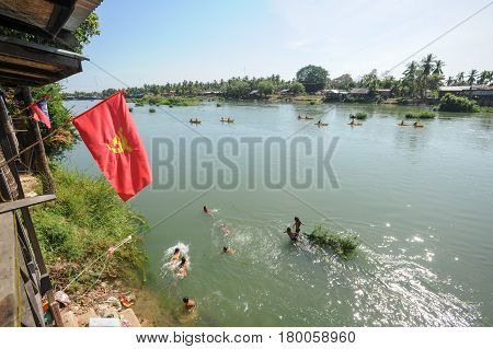 View At River Mekong In Don Det Island On Laos