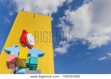 GRONINGEN, NETHERLANDS - APRIL 03, 2017: Modern sculpture in front of the museum in Groningen, Holland