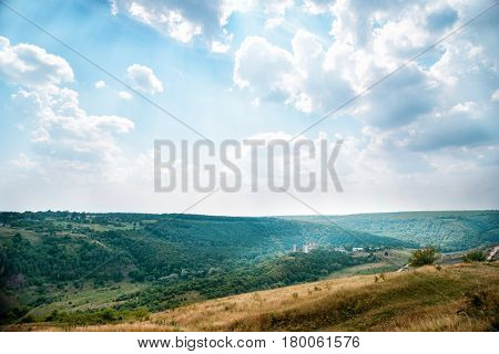 Scenic View Of Chervonohorod Castle Ruins Nyrkiv Village, Ternopil Region, Ukraine