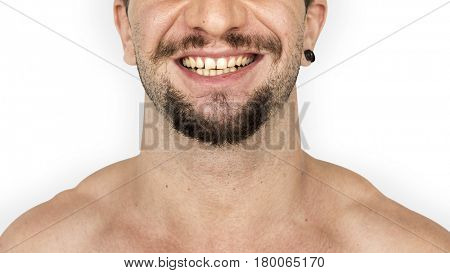 Adult man smiling studio portrait