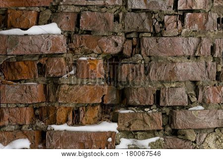 Background of red old vintage brick wall