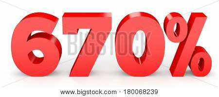 Six Hundred And Seventy Percent. 670 %. 3D Illustration.
