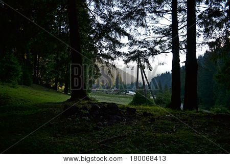 Dawn in a mountain at 4 am
