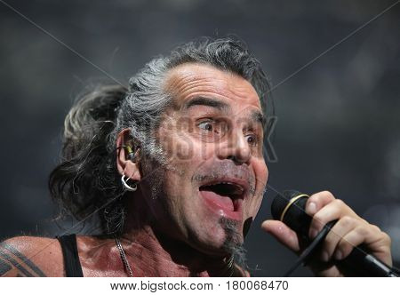 Padua Padova, Pd, Italy - March 29, 2017: Piero Pelu The Vocalist Of Litfiba An Italian Rock Band On