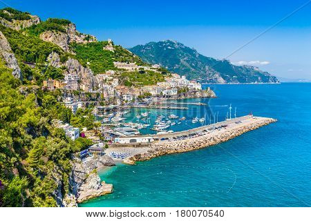 Postcard View Of Amalfi Coast, Campania, Italy