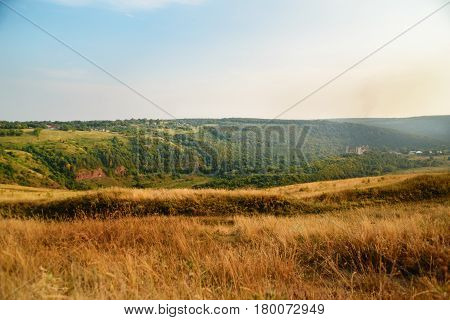Scenic View Of Chervonohorod Castle Ruins Nyrkiv Village, Ternopil Region, Ukraine