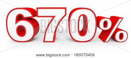 Six Hundred And Seventy Percent. 670 %. 3D Illustration.