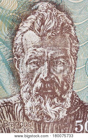 Constantin Brancusi portrait from Romanian money - Lei