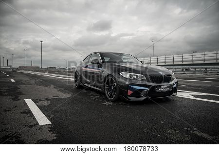 Russia, Moscow - September 24, 2016. Bmw M2 Sports Car With Performance Pack, Front-side View