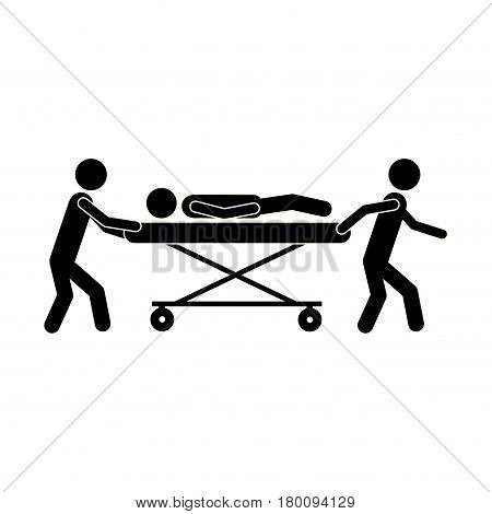 silhouette man over gurney, vector illustration design