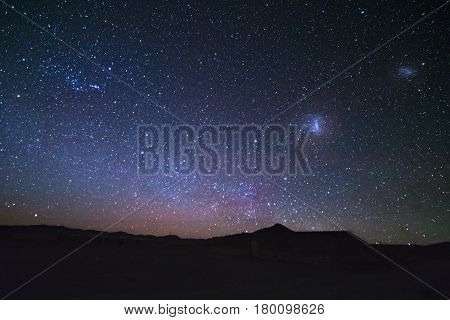 The majestic Magellanic Clouds outstandingly bright captured from the Andea highlands in Bolivia South America.