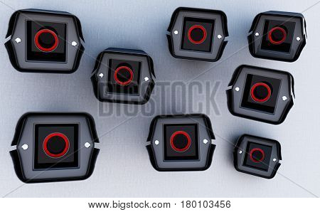 Securiy camera fixing the wall 3d render