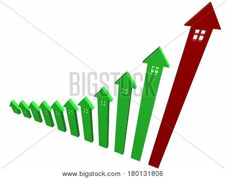 The mortgage graph text concept white background