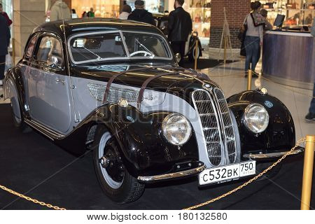 Moscow, Russia - April 02, 2017: BMW-327/28 Coupe, Germany 1939. Retro car exibition in shopping mall Metropolis.