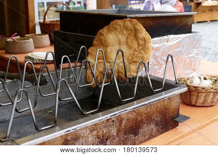 Traditional Hungarian Fried Pastry Langos