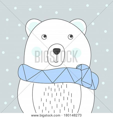 Cool and cute polar bear with scarf print illustration