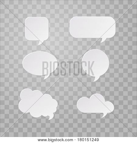 Set of white paper speech bubbles. Vector illustration
