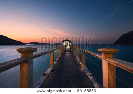 Pier at Perhentian islands during amazing sunset Malaysia