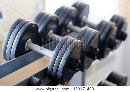 Dumbbells close up