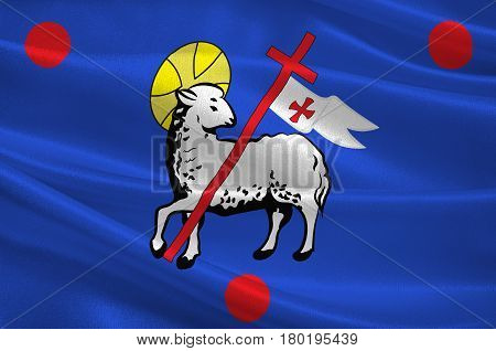Flag of Grasse is a commune in the Alpes-Maritimes department on the French Riviera. 3d illustration