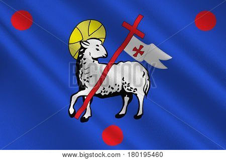 Flag of Grasse is a commune in the Alpes-Maritimes department on the French Riviera. 3d illustration