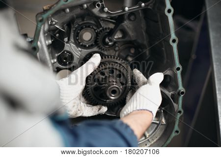 Car Gear Box Repair automotive repair workshop garage mechanic.