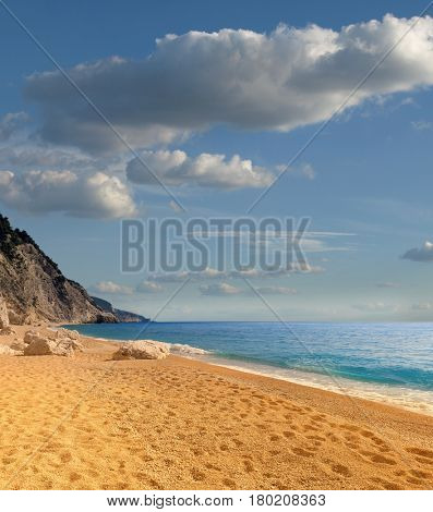 Egremni beach at Lefkada, Ionion sea, Greece   