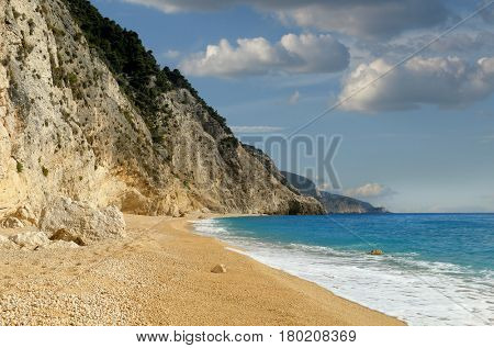 Egremni beach at Lefkada, Ionion sea, Greece   