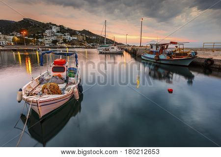 Harbor of Agios Kirikos village on Ikaria island in Greece.