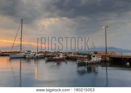 Harbor of Agios Kirikos village on Ikaria island in Greece.