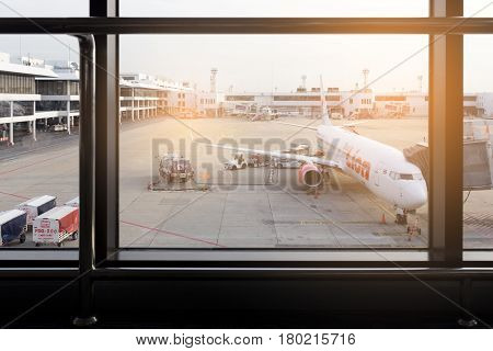 March 21 2017 Don Muang International Airport in Thailand. Thai Lion Air Airways flights Along with air transportation services. The airline has expanded its airline in Thailand.