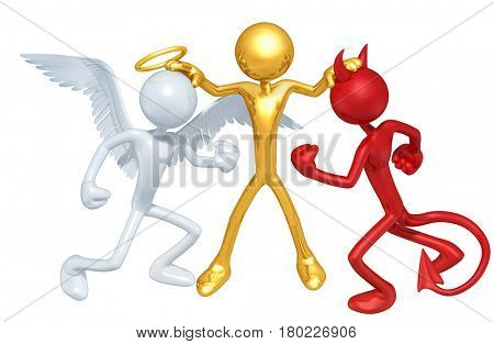 The Original 3D Character Illustration In Between An Angel And Devil