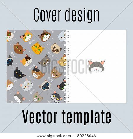 Cover design for print with fur cats pattern. ector illustration