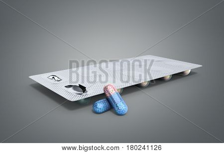 Abuse Of Anabolic Steroids For Sports Blister Pack Of Steroids Capsules 3D Render On Grey