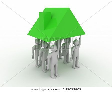 3d Strong team concpept on white background . rendered illustration