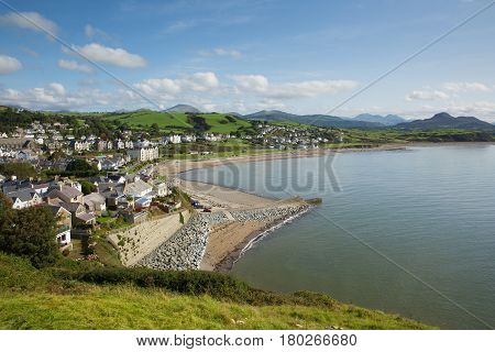 Criccieth North Wales UK coast town in Gwynedd located south of Caernarfon in summer on Cardigan Bay