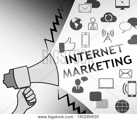 Internet Marketing Representing Emarketing Online 3D Illustration