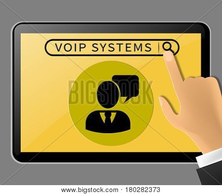 Voip Systems Tablet Represents Internet Voice 3D Illustration