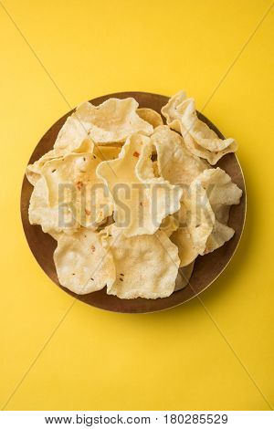 variety of Indian snack deep fried papad