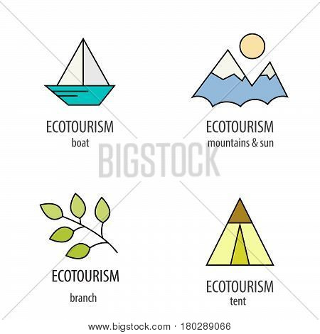 Eco tourism logotypes. Line style. For business.