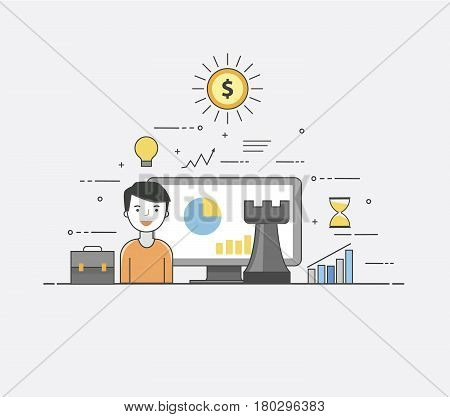 Flat vector illustration. Concept illustration of smart technologies