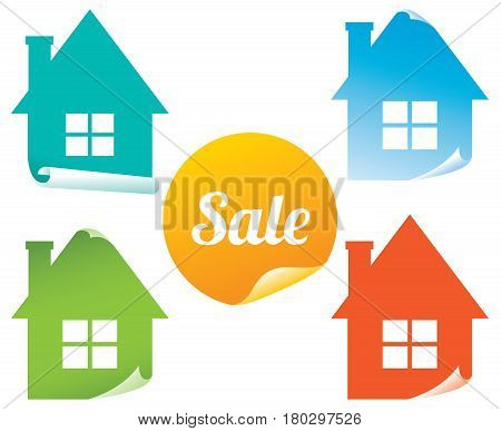Vector set of colored stickers sale real estate Stock Illustration