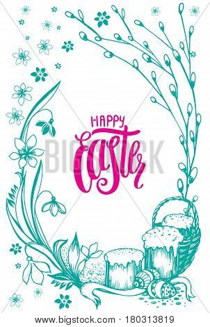 Easter background, holiday stillife with modern lettering