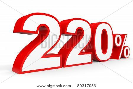 Two Hundred And Twenty Percent. 220 %. 3D Illustration.