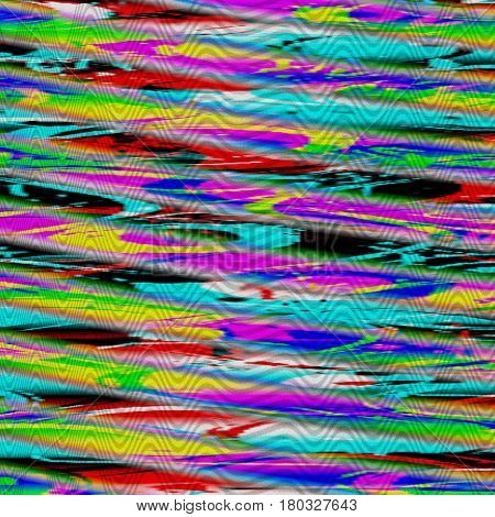 Glitch psychedelic background. Old TV screen error. Digital pixel noise abstract design. Photo glitch. Television signal fail. Technical problem grunge wallpaper. Colorful noise rerto