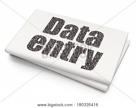 Information concept: Pixelated black text Data Entry on Blank Newspaper background, 3D rendering