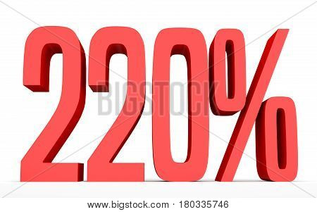 Two Hundred And Twenty Percent. 220 %. 3D Illustration.