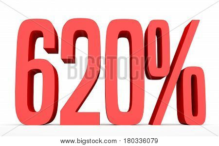 Six Hundred And Twenty Percent. 620 %. 3D Illustration.